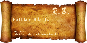 Reitter Béla névjegykártya